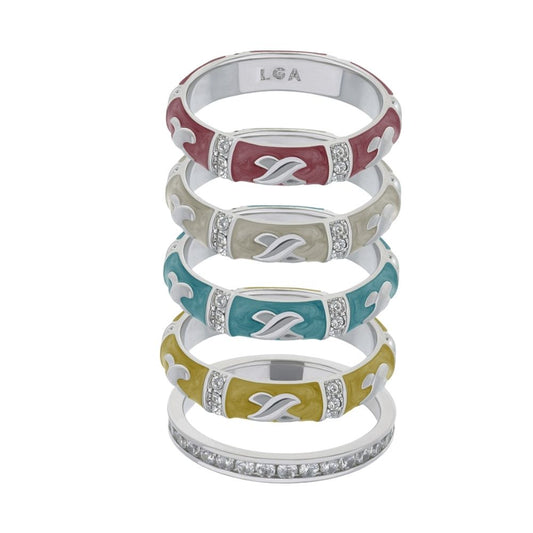 Elegant Hugs Ring Set by Lauren G Adams; six colorful enamel stackable rings with pave accents on Tampa Home & Garden Store