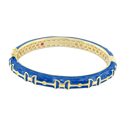 Equestrian Stirrup Bangle blue enamel hinged safety-lock bracelet Lauren G Adams on Tampa Home & Garden Store
