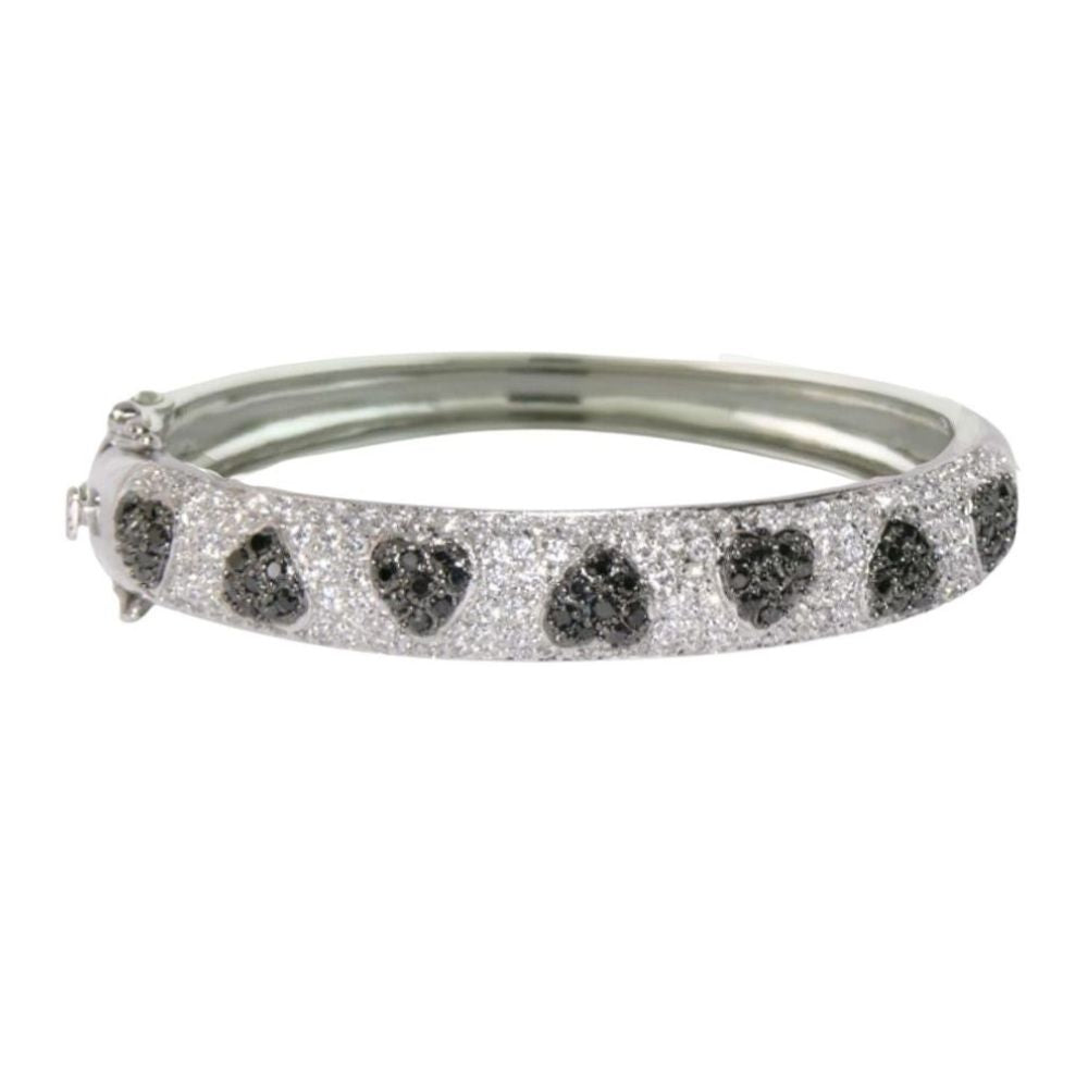 Pave Hearts Bangle by Lauren G Adams hinged silver bracelet with pave hearts on Tampa Home & Garden Store