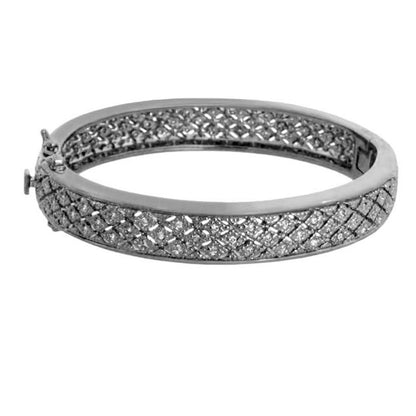 Glamour Pave Bangle, Lauren G Adams silver-tone eternity bracelet with diamond pave lattice on Tampa Home & Garden Store