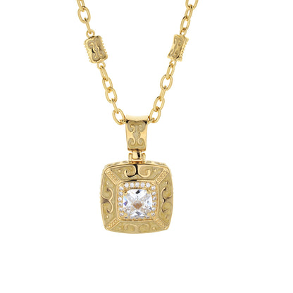 Enamel Engagement square crystal pendant short necklace gold tone by Lauren G Adams on Tampa Home & Garden Store