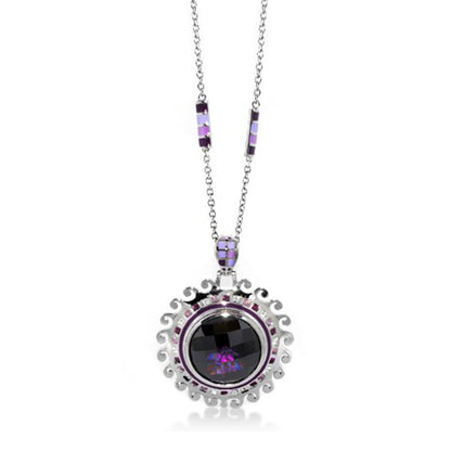 Sundial enamel necklace by Lauren G Adams with purple centerpiece and silver bezel on Tampa Home & Garden Store