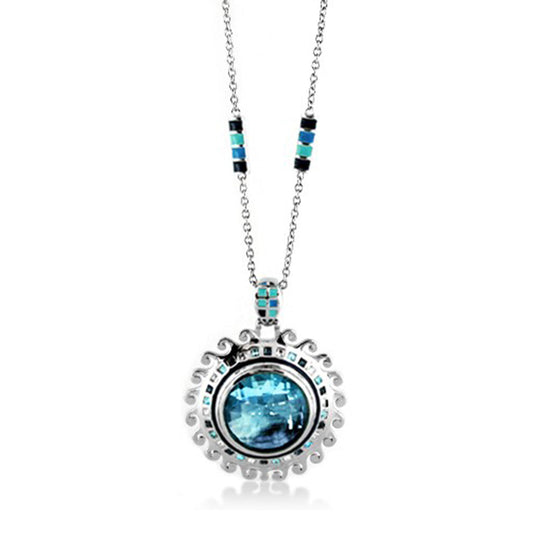 Sundial Earring necklace pendant by Lauren G Adams with blue gemstone and turquoise accents on Tampa Home & Garden Store