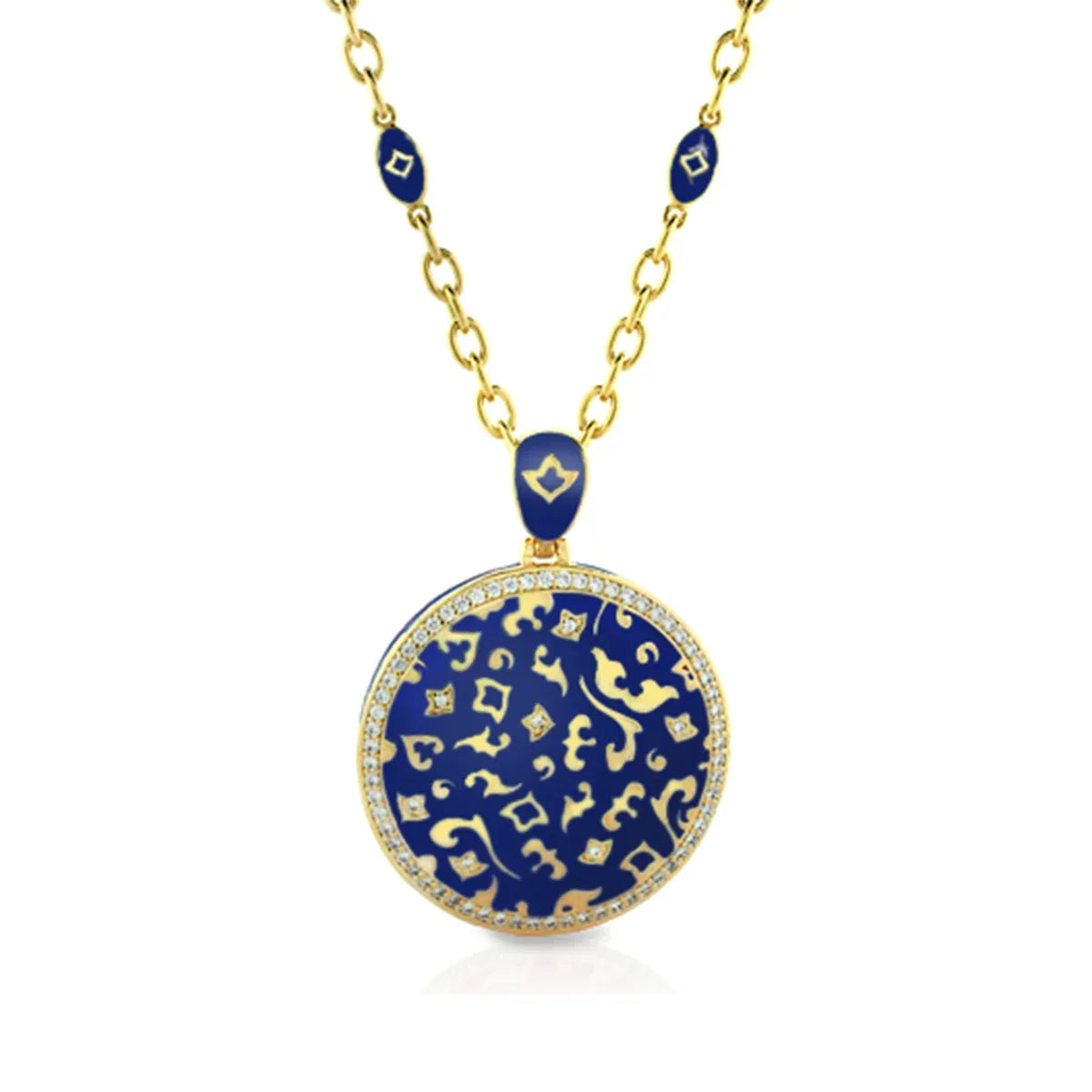 Fleur de Love pendant necklace blue enamel with gold chain by Lauren G Adams on Tampa Home & Garden Store