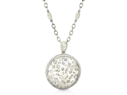 Fleur de Love pendant by Lauren G Adams, silver-tone floral filigree with crystals on chain on Tampa Home & Garden Store