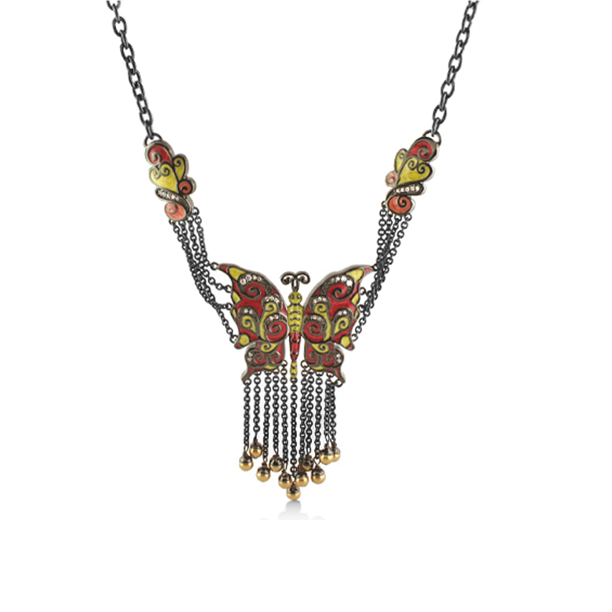 Butterfly World Necklace by Lauren G Adams short butterfly pendant with colorful enamel wings on Tampa Home & Garden Store