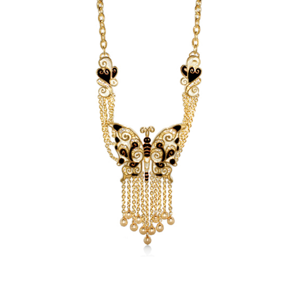 Butterfly World Necklace gold-tone butterfly centerpiece with tassel fringe by Lauren G Adams on Tampa Home & Garden Store