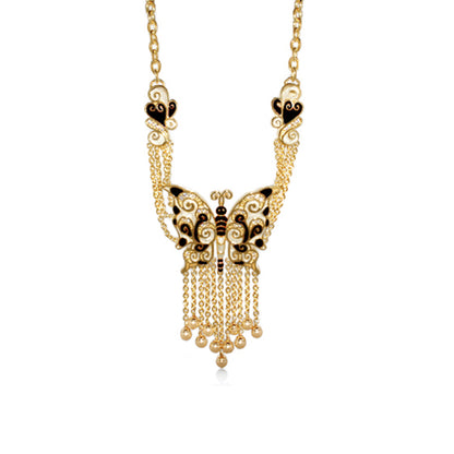 Butterfly World Necklace gold-tone butterfly centerpiece with tassel fringe by Lauren G Adams on Tampa Home & Garden Store