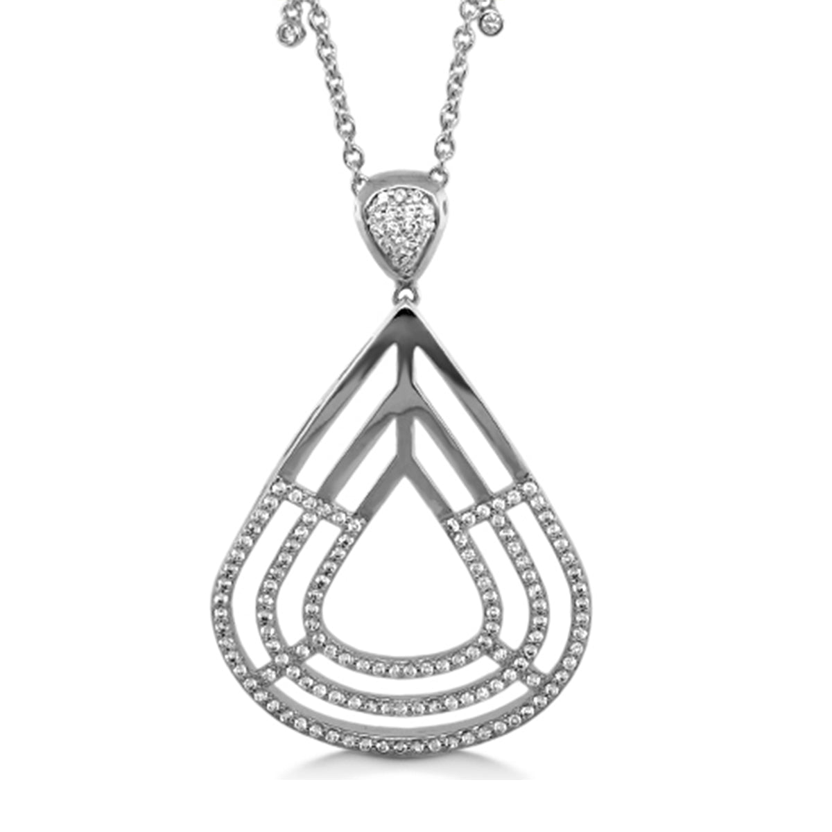 Orbital Pendant Necklace in silver-tone with crystal teardrop layers by Lauren G Adams on Tampa Home & Garden Store