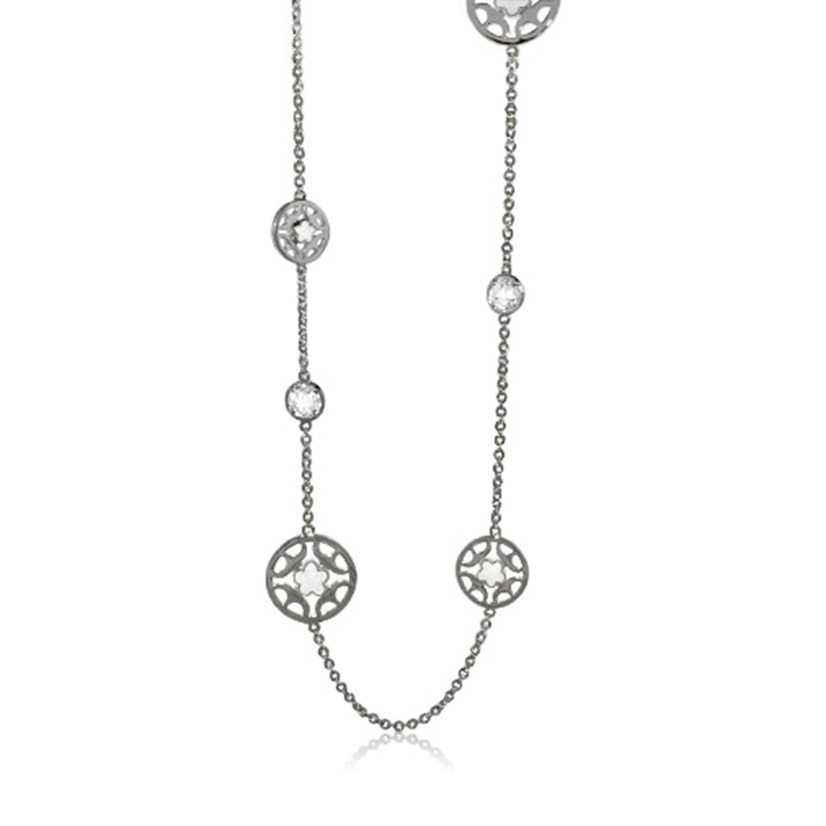 Circle of Love Necklace by Lauren G Adams, silver-tone chain with round filigree pendants on Tampa Home & Garden Store