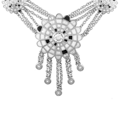 Sundial enamel necklace by Lauren G Adams, silver flower pendant with crystal center on Tampa Home & Garden Store