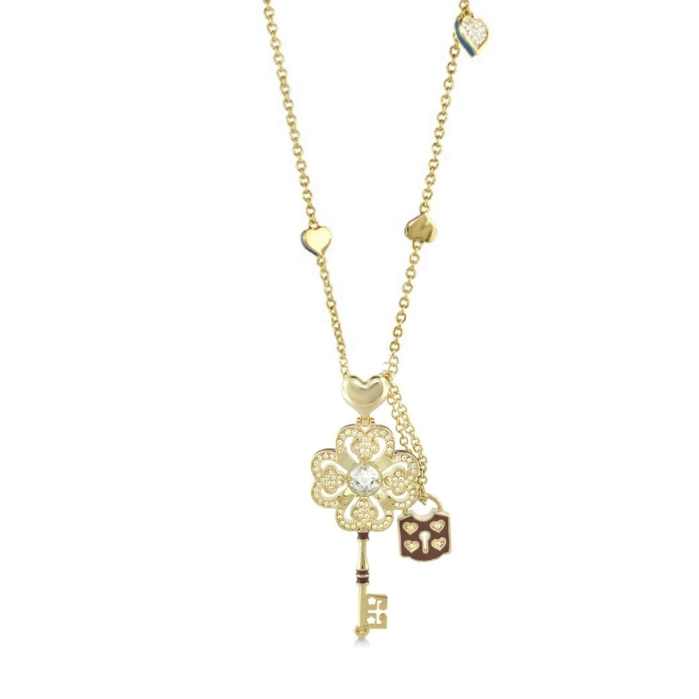 Fun Key Necklace pendant, chain with heart charms and crystal flower charm Lauren G Adams on Tampa Home & Garden Store