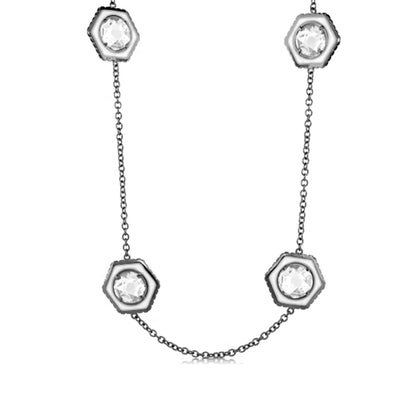 Royal Knight Brass Necklace long brass chain with crystal hex settings on Tampa Home & Garden Store