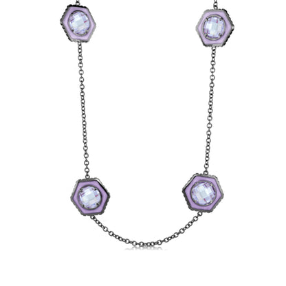 Royal Knight Brass Necklace by Lauren G Adams with purple hexagon enamel charms on long chain on Tampa Home & Garden Store