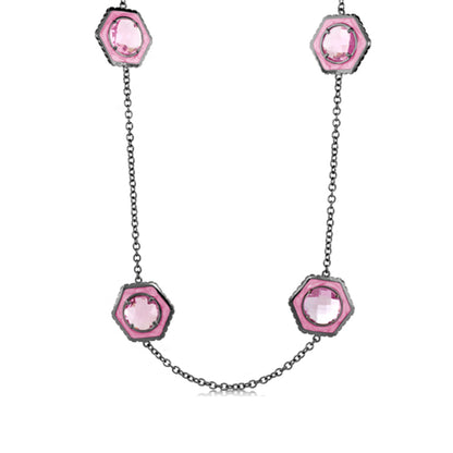 Royal Knight Brass Necklace pink hexagon crystal charms by Lauren G Adams on Tampa Home & Garden Store