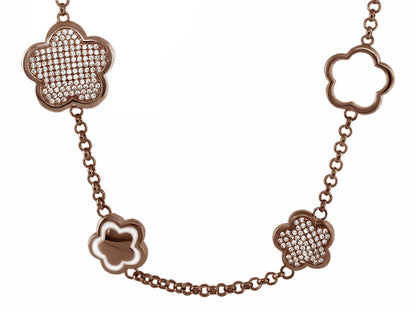 Shimmer and Glimmer short necklace by Lauren G Adams with four bronze flower charms and crystal on Tampa Home & Garden Store