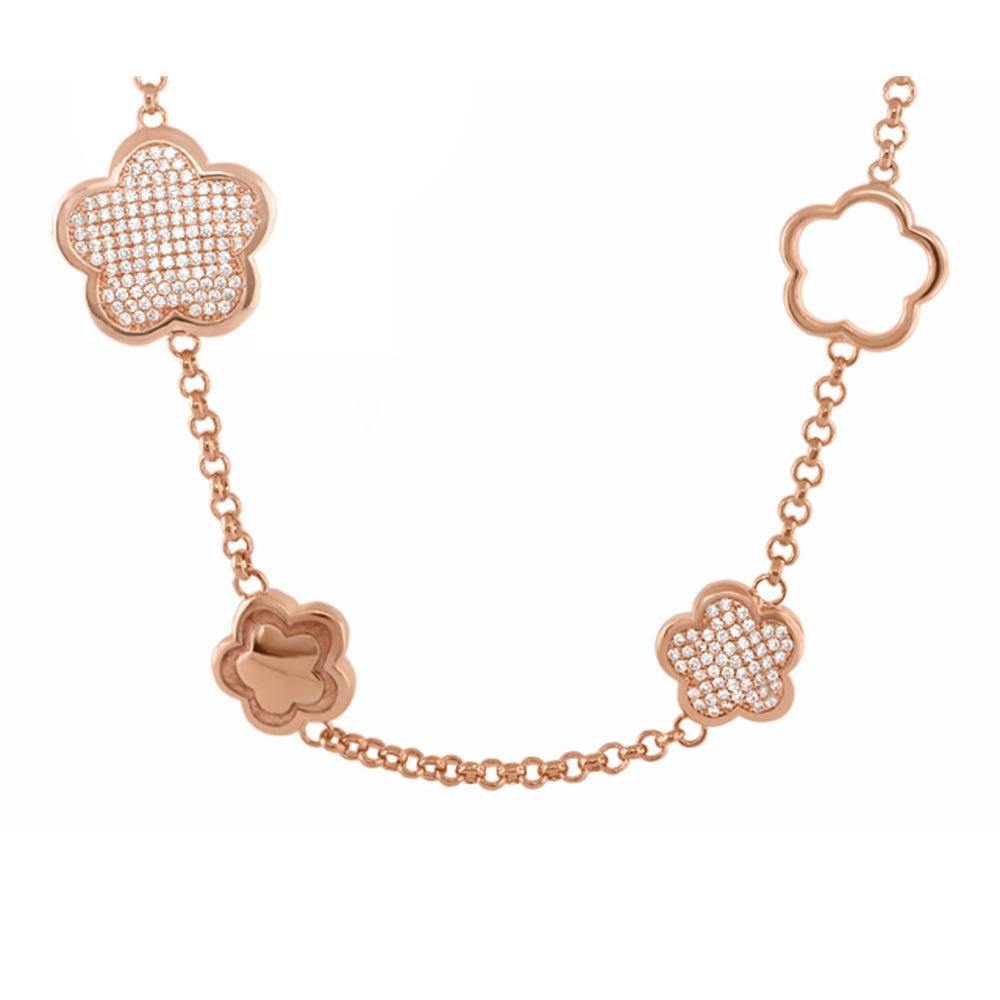 Shimmer and Glimmer short necklace by Lauren G Adams rose gold tone with four flower charms on Tampa Home & Garden Store