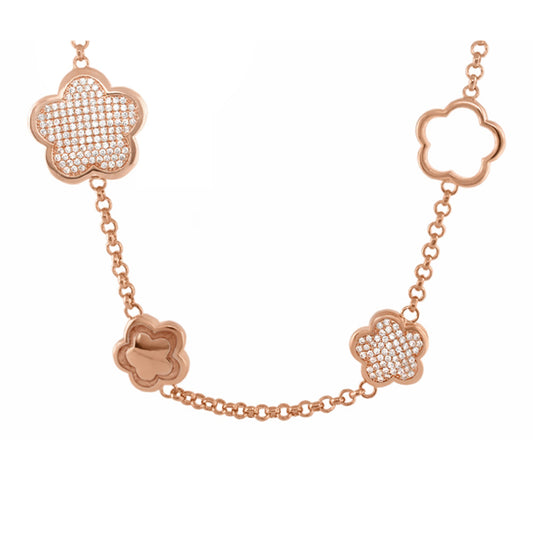 Shimmer and Glimmer short necklace by Lauren G Adams rose gold tone with four flower charms on Tampa Home & Garden Store