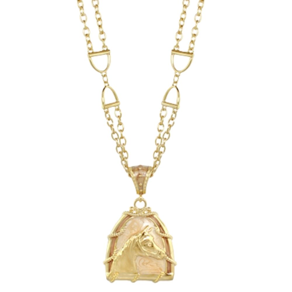 Equestrian Necklace gold-tone short necklace with horse head pendant by Lauren G Adams on Tampa Home & Garden Store