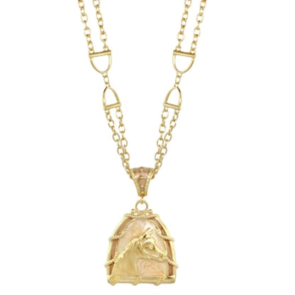 Equestrian Necklace gold-tone short necklace with horse head pendant by Lauren G Adams on Tampa Home & Garden Store