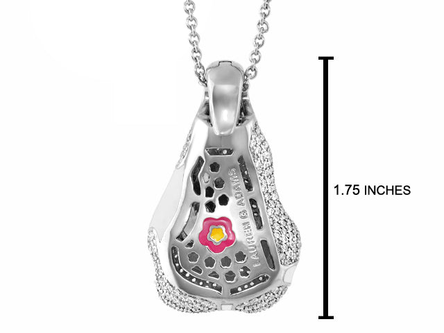 Fire And Ice enamel necklace by Lauren G Adams, silver-tone pendant with crystal edge and pink accent on Tampa Home & Garden Store