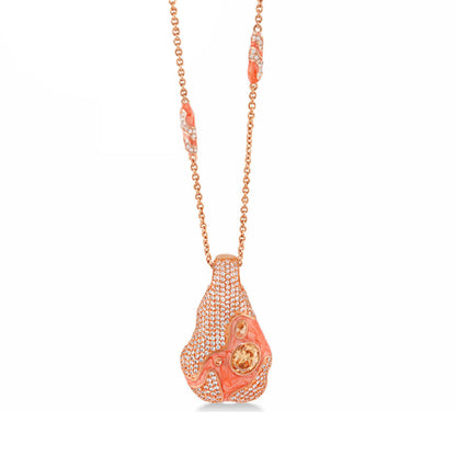 Fire And Ice enamel necklace pendant by Lauren G Adams in rose gold with coral enamel on Tampa Home & Garden Store