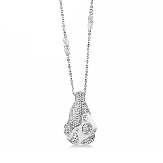 Fire And Ice enamel necklace pendant by Lauren G Adams on silver chain with crystal accents on Tampa Home & Garden Store
