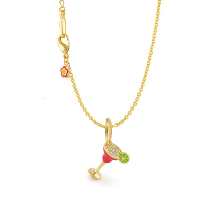 Viva Margarita Cocktail Pendant Necklace in gold with lime wheel charm by Lauren G Adams on Tampa Home & Garden Store