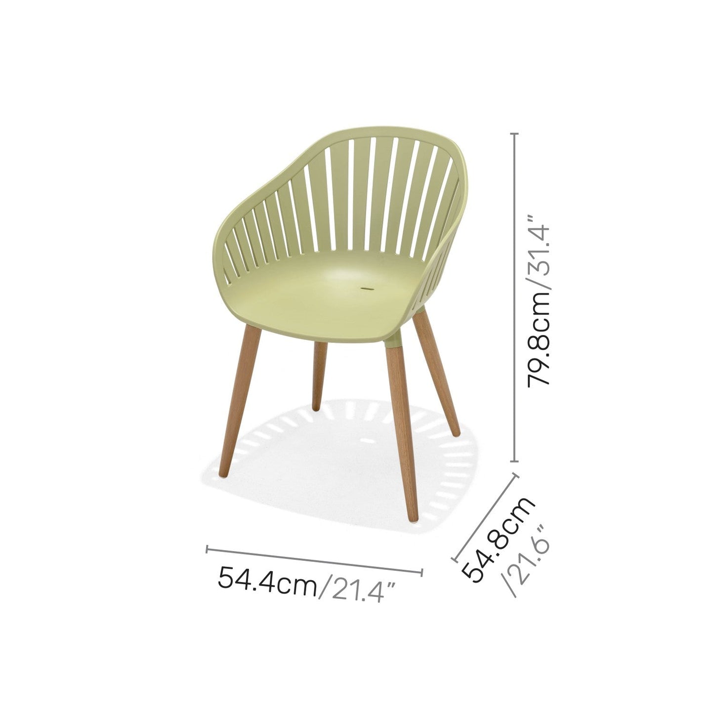 Nassau Carver Armchairs in Sage Green Social Plastic with wooden legs, 2pc on Tampa Home & Garden Store
