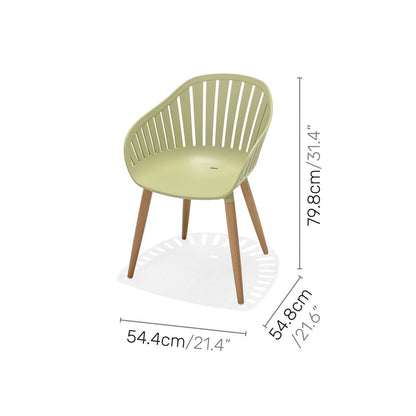 Nassau Carver Armchairs in Sage Green Social Plastic with wooden legs, 2pc on Tampa Home & Garden Store