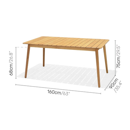 Nassau rectangular hardwood outdoor table with slatted top in natural finish on Tampa Home & Garden Store