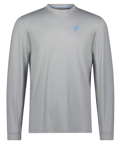 NautiFlex Performance Tee gray with honeycomb texture and light blue White Water Life logo on Tampa Home & Garden Store