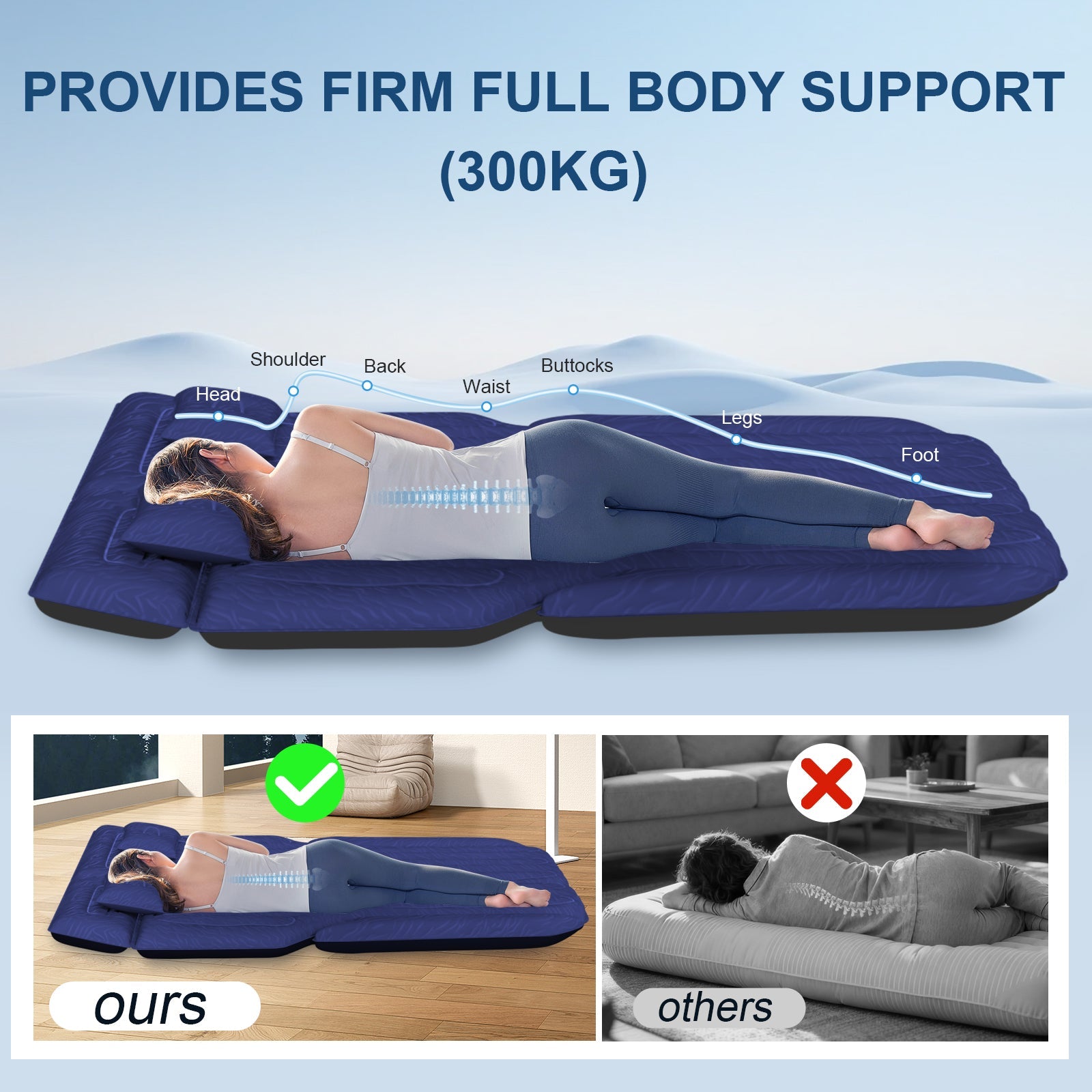 Dikasun SUV Air Mattress navy with flocking and extra-thick Oxford surface for better support on Tampa Home & Garden Store