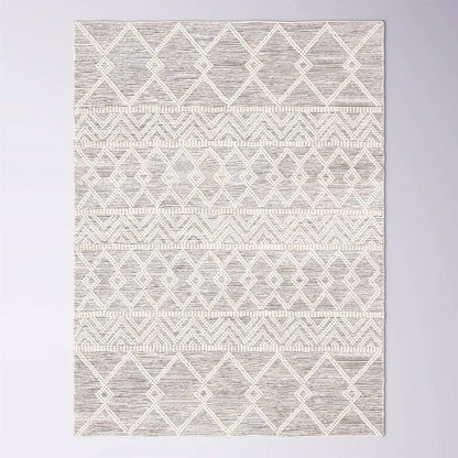 Alfombra de área de 2,74 x 3,66 m, estilo persa, mezcla de lana tejida a mano, gris, beige y marfil