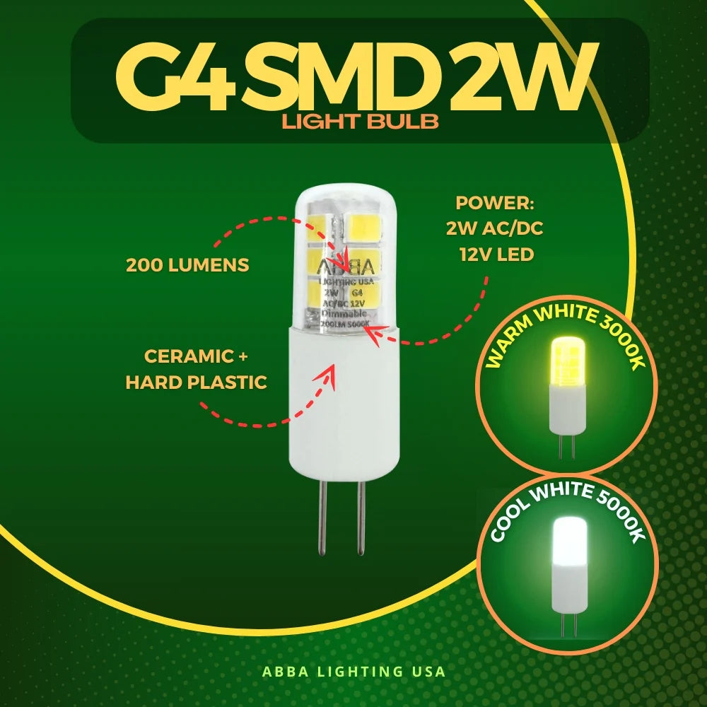 G4 Dimmable SMD Bi Pin LED Capsule 12V Bulb Energy Efficient Light IP65 Waterproof