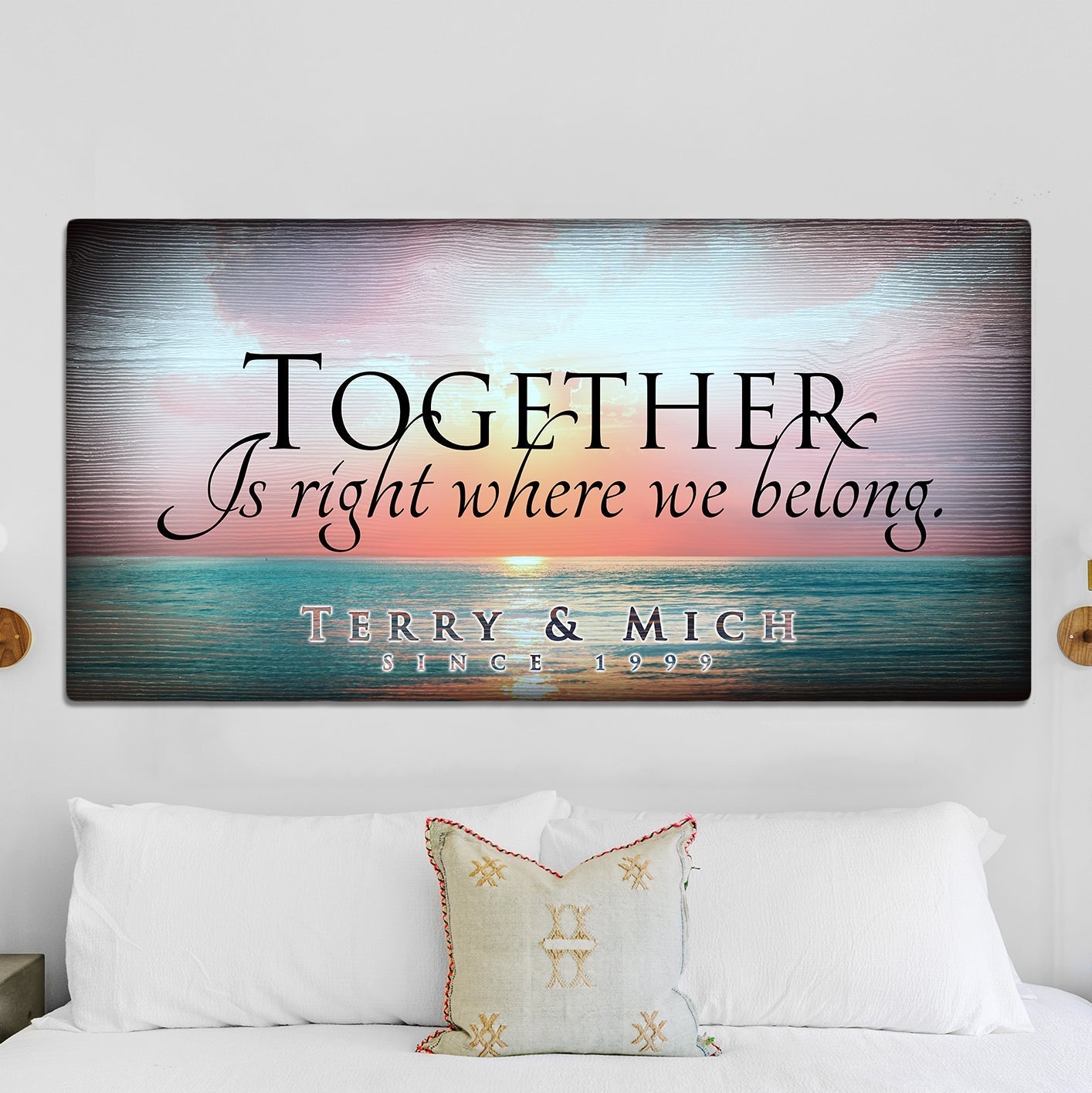 Together Sign VI canvas wall art with sunset ocean backdrop Tailored Canvases crafting canvas on Tampa Home & Garden Store