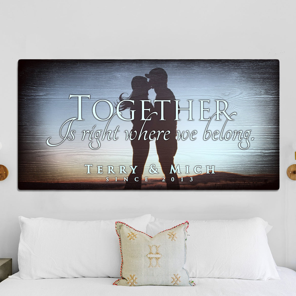 Together Sign V canvas by Tailored Canvases couple silhouette at sunset with TOGETHER typography on Tampa Home & Garden Store