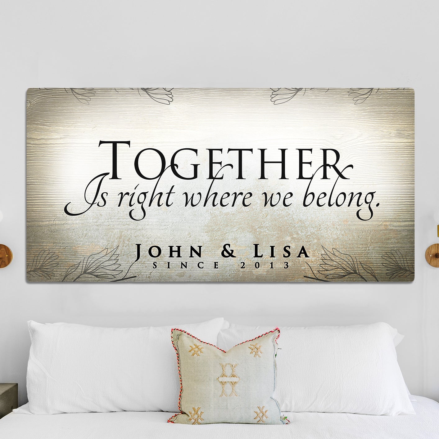 Together Sign canvas wall art with gold background and elegant script by Tailored Canvases on Tampa Home & Garden Store