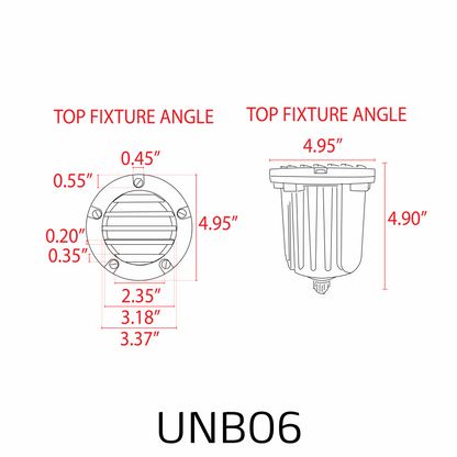 UNB06 Cast Brass Low Voltage Round Grill LED In-Ground Well Light IP65 Waterproof