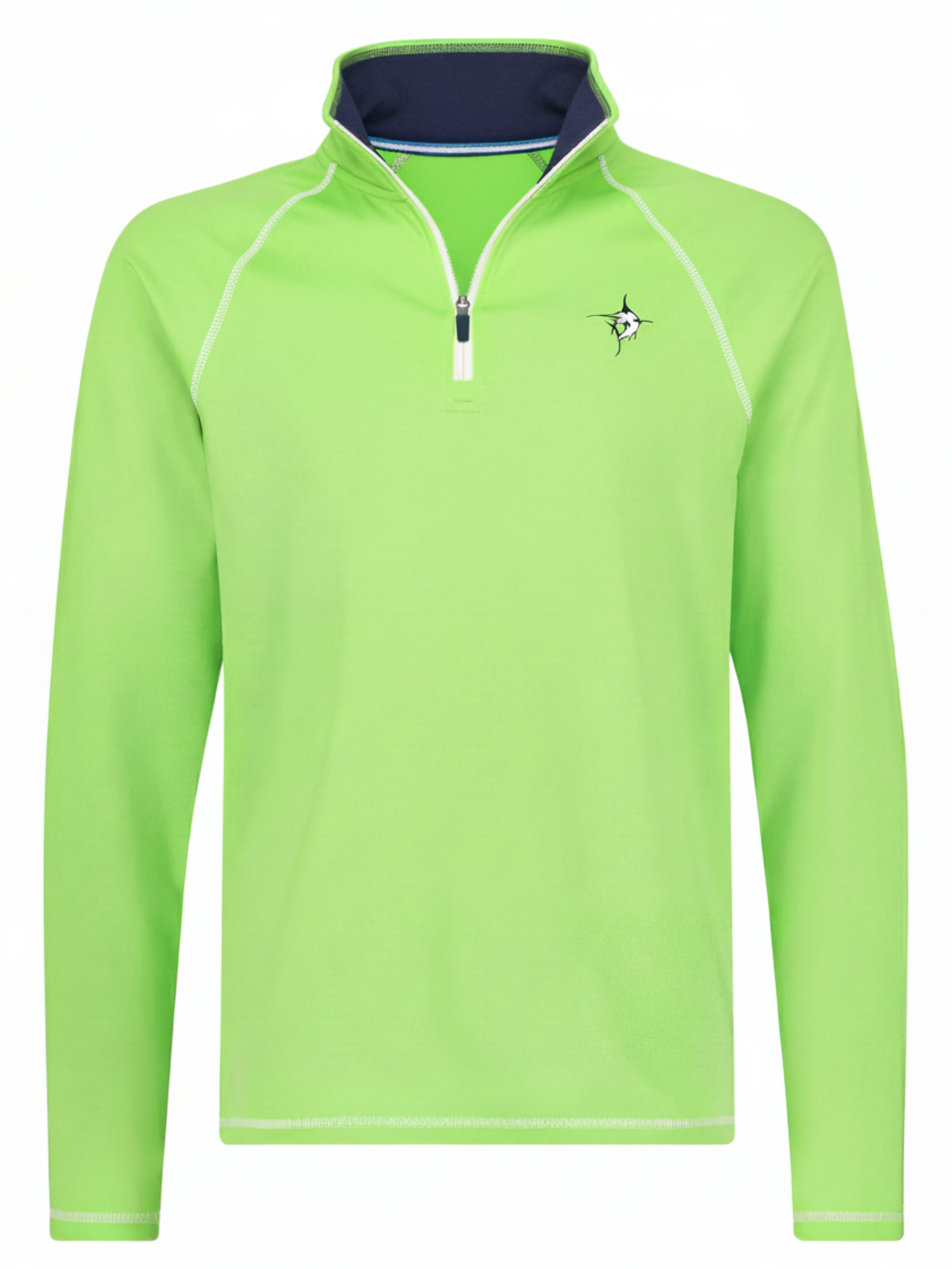 New Harbor Quarter Zip by White Water Life lime green pullover with white zipper left chest logo on Tampa Home & Garden Store