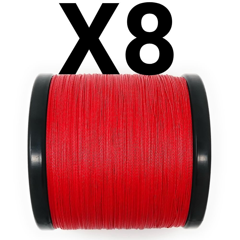 Ligne de pêche tressée Reaction Tackle X8 - Rouge inaltérable, 8 brins - NEUVE
