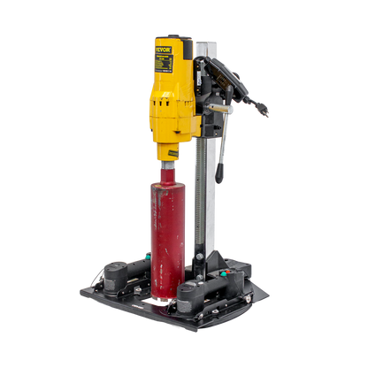GRABO Bore Mount Core Drill Holder, Two-Cup, yellow housing with suction base and adjustable arm on Tampa Home & Garden Store