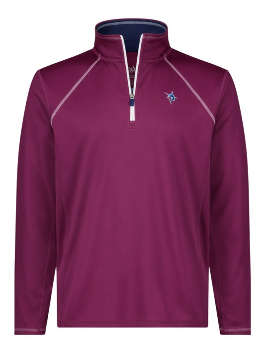 Harbor quarter-zip top by White Water Life in burgundy with white zip trim and chest logo on Tampa Home & Garden Store