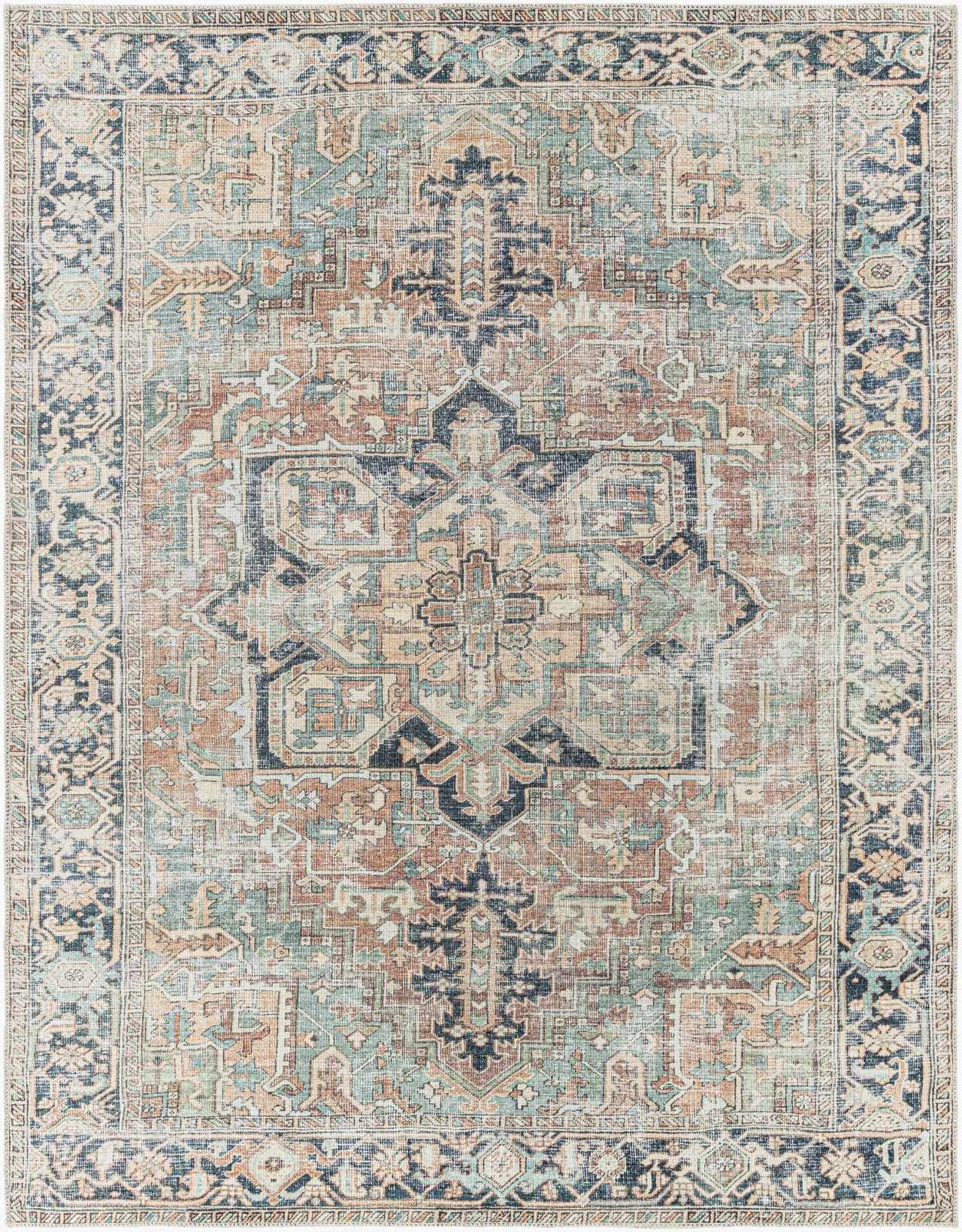 Green Nisa Tumble Dry Washable Rug