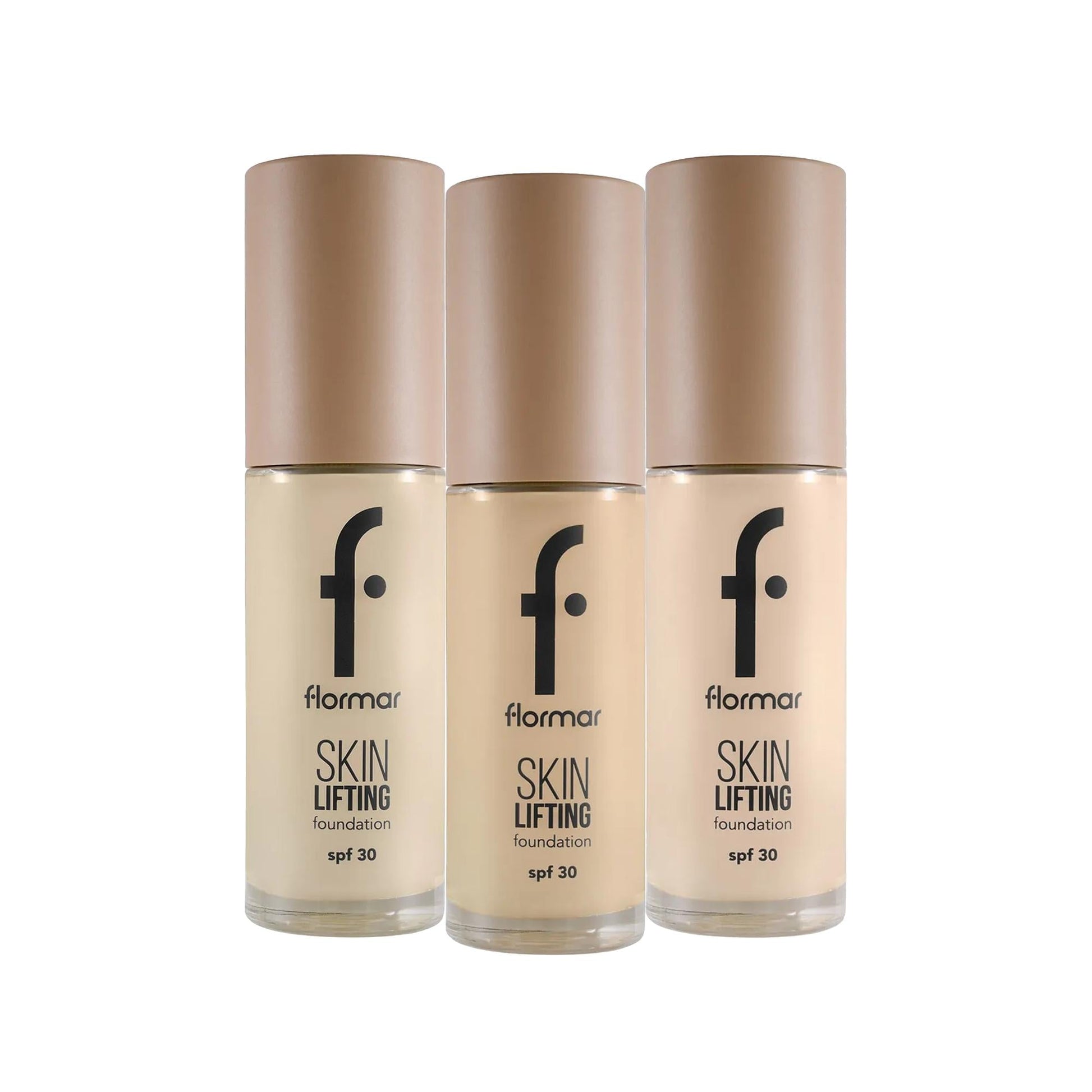 Flormar Skin Lifting foundation trio with beige caps SPF 30 on Tampa Home & Garden Store