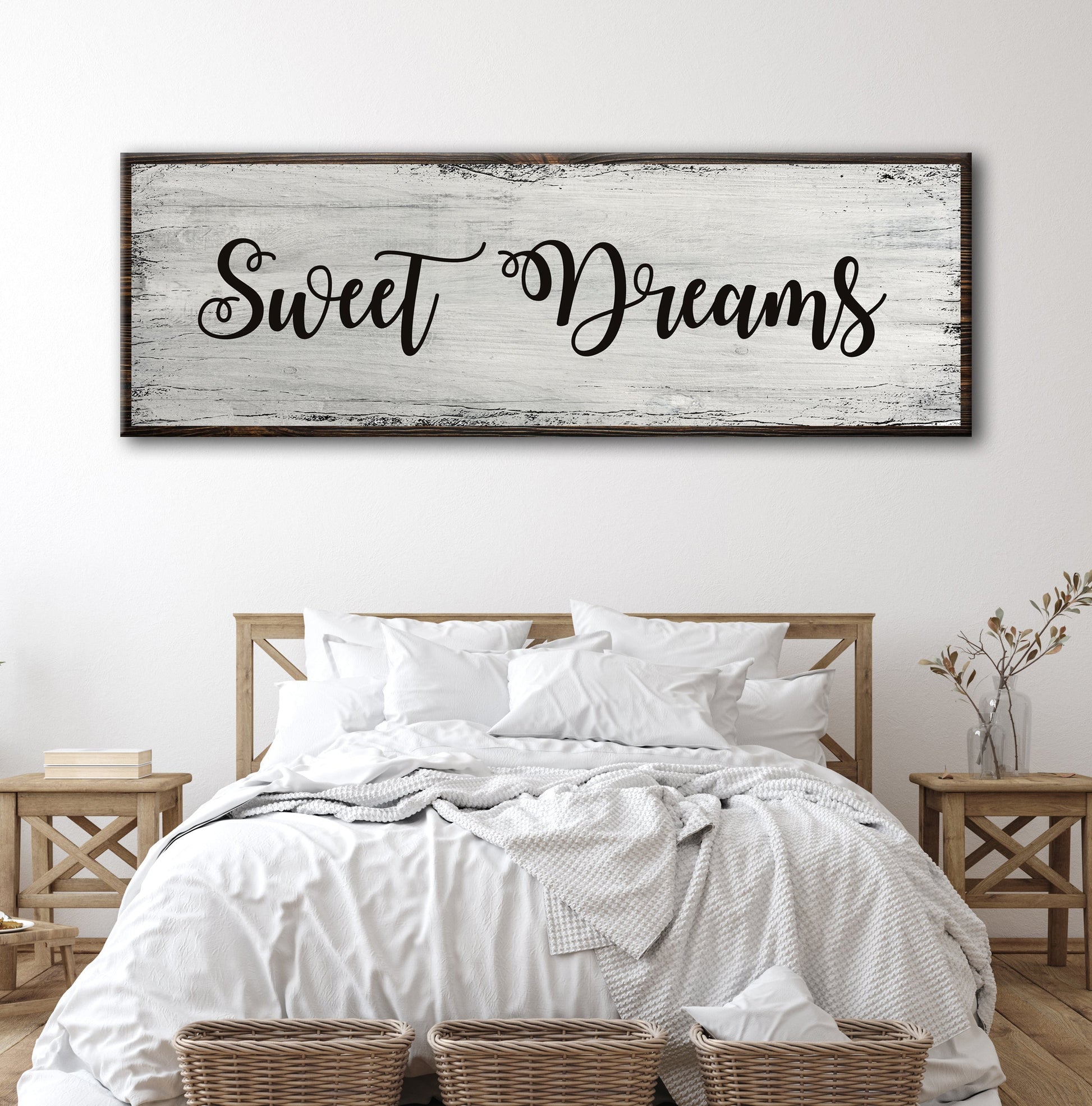 Sweet Dreams Sign VI crafting canvas wall art on distressed wood backdrop Tailored Canvases on Tampa Home & Garden Store