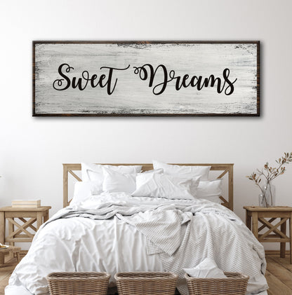 Sweet Dreams Sign VI crafting canvas wall art on distressed wood backdrop Tailored Canvases on Tampa Home & Garden Store