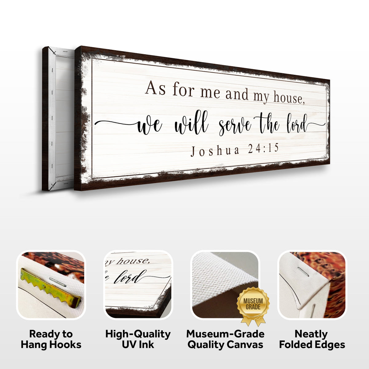 Canvas sign with distressed whitewashed frame Joshua 24:15 we will serve the Lord on Tampa Home & Garden Store