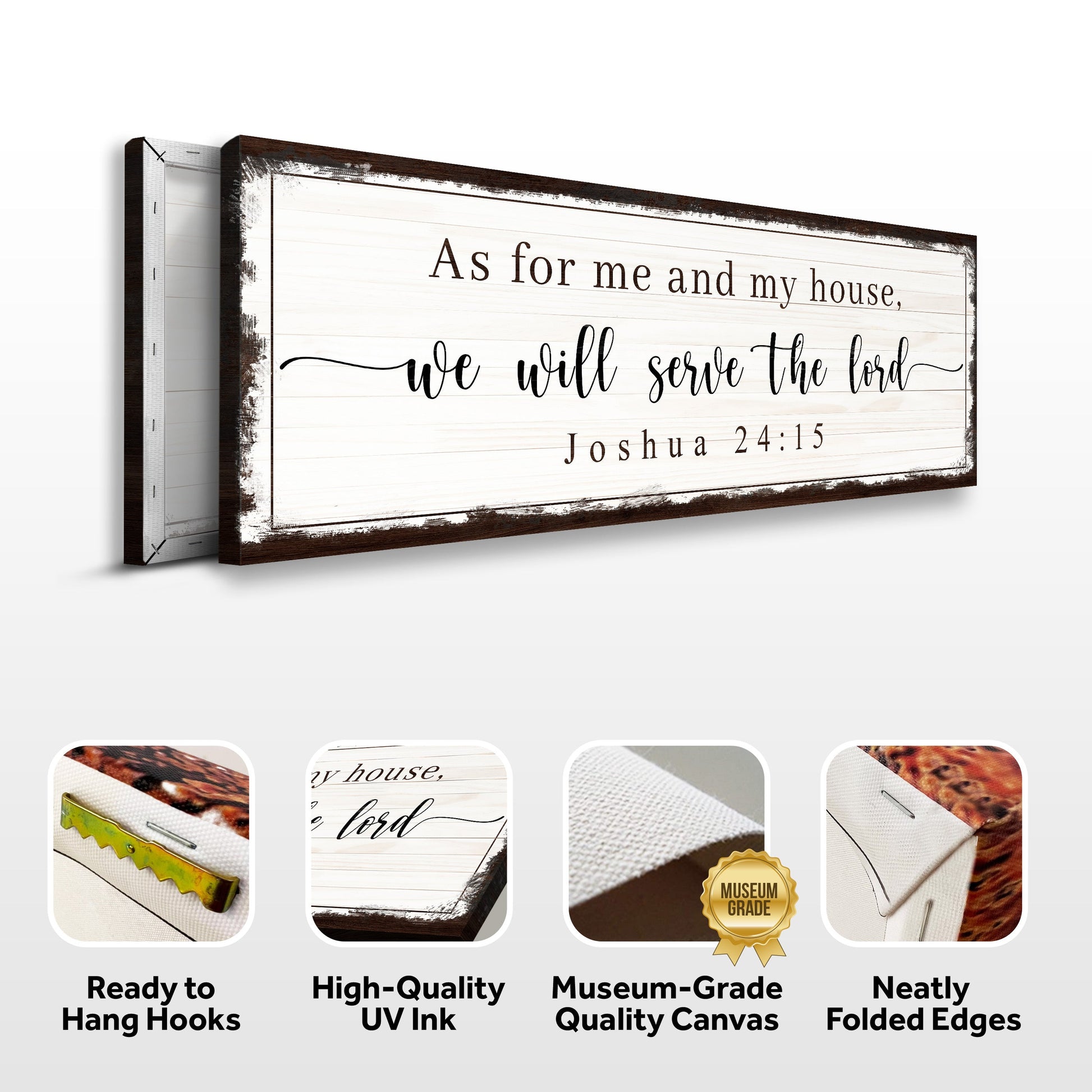 Canvas sign with distressed whitewashed frame Joshua 24:15 we will serve the Lord on Tampa Home & Garden Store