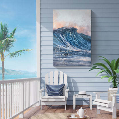 Canvas crafting sign Psalm 93:4 Mightier Than The Waves with ocean waves by Tailored Canvases on Tampa Home & Garden Store